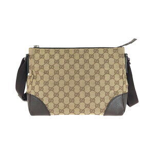 Gucci Gray Beige Canvas Leather Shoulder Bag GG Tan